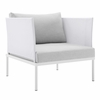 Harmony Sunbrella&reg; Outdoor Patio Aluminum Armchair in White Gray