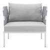 Harmony Sunbrella&reg; Outdoor Patio Aluminum Armchair in Gray Gray