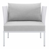 Harmony Sunbrella&reg; Outdoor Patio Aluminum Armchair in White Gray
