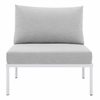 Harmony Sunbrella&reg; Outdoor Patio Aluminum Armless Chair in White Gray