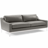 Harness 3 Piece Stainless Steel Base Leather Sofa Set MID-4199 in Gray