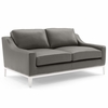 Harness Stainless Steel Base Leather Loveseat & Armchair Set in Gray