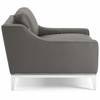 Harness Stainless Steel Base Leather Loveseat & Armchair Set in Gray