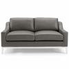 Harness Stainless Steel Base Leather Loveseat & Armchair Set in Gray