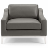 Harness Stainless Steel Base Leather Loveseat & Armchair Set in Gray
