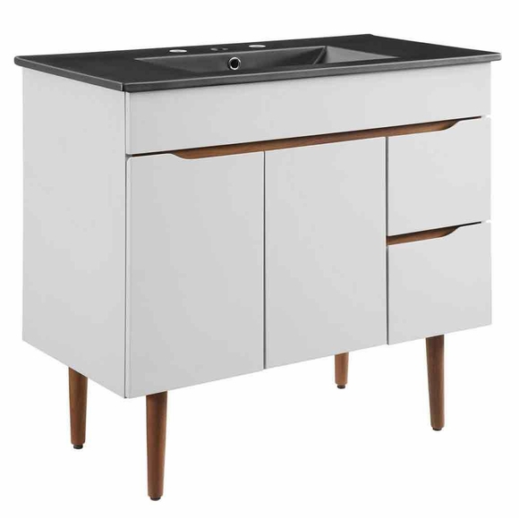 Harvest 36" Bathroom Vanity in Gray Black Modern In Designs