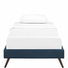 Helen Fabric Twin Bed Frame with Round Splayed Legs in Azure