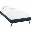 Helen Fabric Twin Bed Frame with Round Splayed Legs in Azure