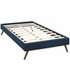 Helen Fabric Twin Bed Frame with Round Splayed Legs in Azure
