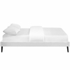 Helen Vinyl Queen Bed Frame with Round Splayed Legs in White