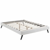 Helen Vinyl Queen Bed Frame with Round Splayed Legs in White