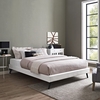 Helen Vinyl Queen Bed Frame with Round Splayed Legs in White