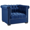 Heritage Upholstered Velvet Armchair in Midnight Blue
