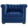 Heritage Upholstered Velvet Armchair in Midnight Blue