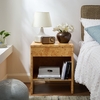 Hudson 1-Drawer Burl Wood Nightstand With Shelf in Natural