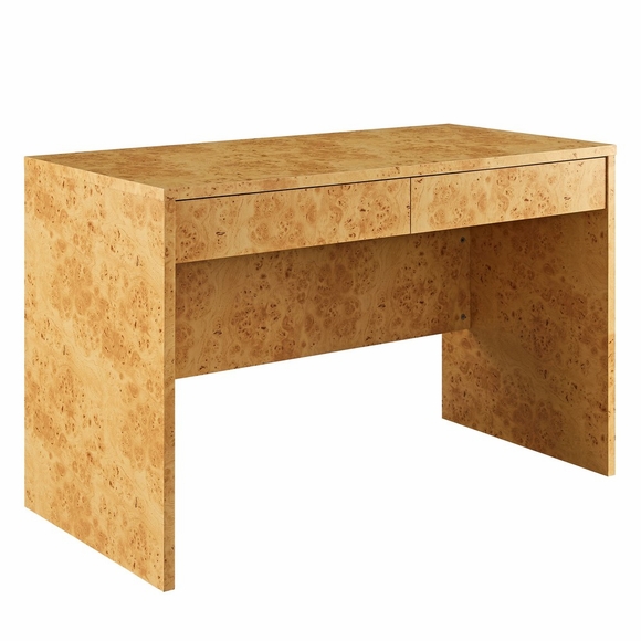 Hudson 2-Drawer Burl Wood Desk in Natural