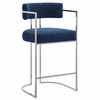 Huron Curved Back Fabric and Metal Counter Stool