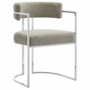 Huron Curved Back Fabric and Metal Dining Accent Chair