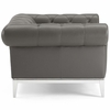 Idyll Tufted Button Upholstered Leather Chesterfield Armchair in Gray