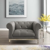 Idyll Tufted Button Upholstered Leather Chesterfield Armchair in Gray