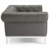 Idyll Tufted Button Upholstered Leather Chesterfield Loveseat in Gray