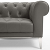 Idyll Tufted Button Upholstered Leather Chesterfield Loveseat in Gray