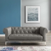 Idyll Tufted Button Upholstered Leather Chesterfield Loveseat in Gray