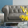 Idyll Tufted Button Upholstered Leather Chesterfield Loveseat in Gray