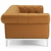 Idyll Tufted Button Upholstered Leather Chesterfield Sofa in Tan