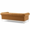 Idyll Tufted Button Upholstered Leather Chesterfield Sofa in Tan