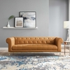 Idyll Tufted Button Upholstered Leather Chesterfield Sofa in Tan