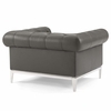Idyll Tufted Upholstered Leather 3 Piece Sofa Set in Gray