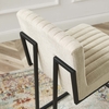 Indulge Channel Tufted Fabric Counter Stool in Beige