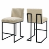 Indulge Channel Tufted Fabric Counter Stools Set of 2 in Beige