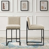 Indulge Channel Tufted Fabric Counter Stools Set of 2 in Beige