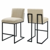 Indulge Channel Tufted Fabric Counter Stools - Set of 2 in Beige