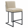 Indulge Channel Tufted Fabric Counter Stools Set of 2 in Beige