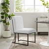 Indulge Channel Tufted Fabric Dining Chair in White
