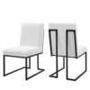 Indulge Channel Tufted Fabric Dining Chairs - Set of 2 in White
