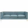Ingenuity Channel Tufted Performance Velvet Sofa in Light Blue
