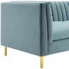 Ingenuity Channel Tufted Performance Velvet Sofa in Light Blue