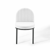 Isla Channel Tufted Upholstered Fabric Dining Side Chair in Black White