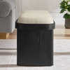 Iver 43" Upholstered Wood Accent Bench in Black Flax