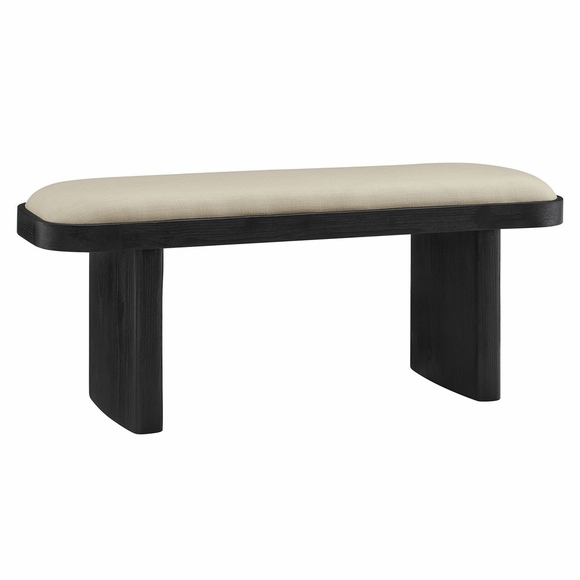 Iver 43" Upholstered Wood Accent Bench in Black Flax