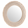 Jade Round Rattan Macrame Wall Mirror in Natural