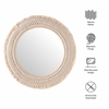 Jade Round Rattan Macrame Wall Mirror in Natural