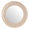 Jade Round Rattan Macrame Wall Mirror in Natural