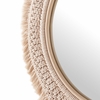 Jade Round Rattan Macrame Wall Mirror in Natural