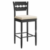 Jax Oak Wood Bar Stool With Wavy Razor Back and Cushion