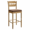 Jax Oak Wood Bar Stool With Wavy Razor Back and Cushion